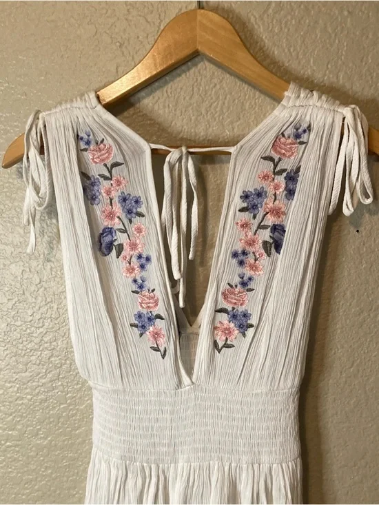 Forever 21 Boho Cottage Core Festival Floral Beachwear Smocked Waist Size Small - Picture 9 of 15